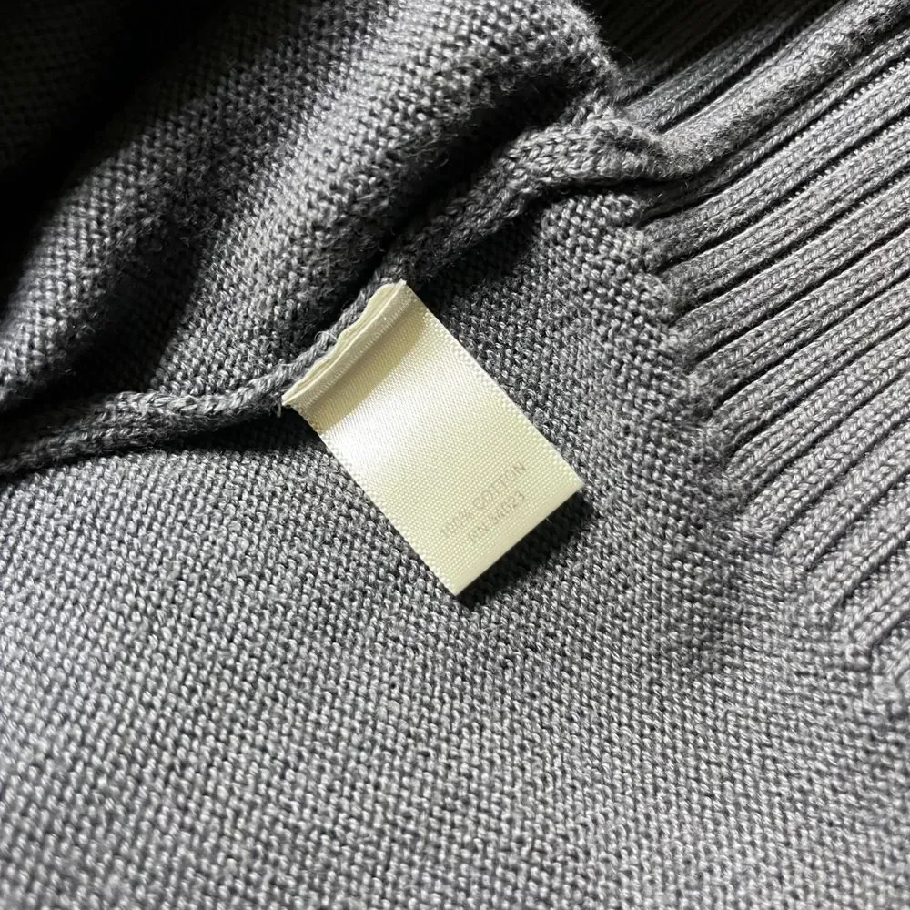 Banana Republic Mens Sz M Gray 100% Cotton Sweater Quarter Snap Button Mock Neck